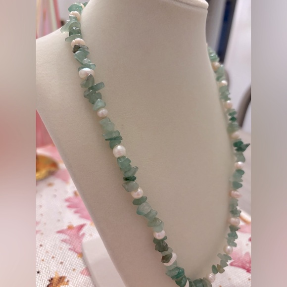 Multi Stone Necklace In Light Jade & Pastel Colors - Picture 2 of 4
